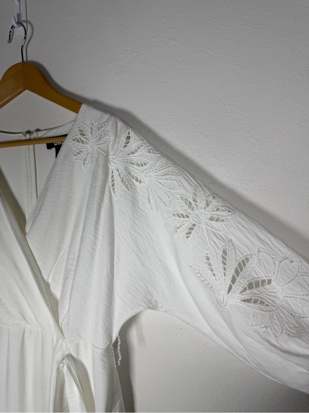 DKNY white faux-wrap dress